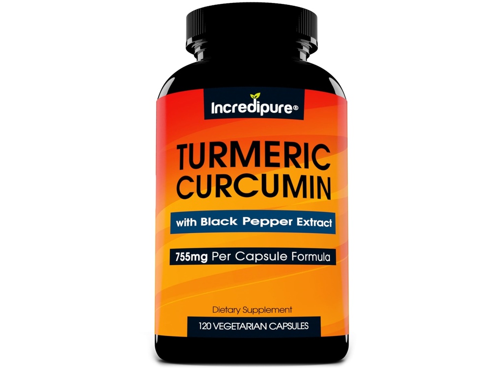 Kurkumina Kurkumina Suplement w / BioPerine - 755mg na kapsułki, 120 Kapsułek Veggie Caps przez Kurkumina Incrediclean