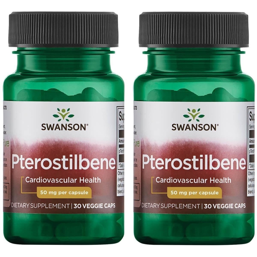 Swanson Pterostilbene 50 mg 30 Veg Caps (2 opakowania)