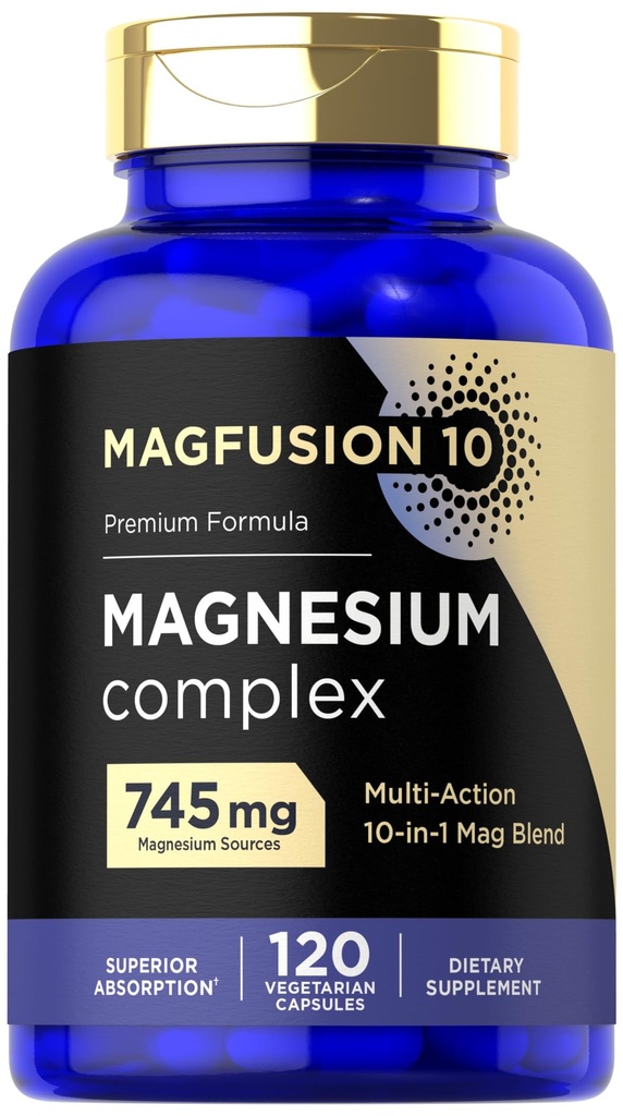 Kompleks magnezowy Suplement 745mg 124; 120 Kapsułki 124; 10 w 1 Mieszanka 124; Wegetarianin, Non-GMO, Gluten Free