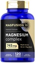 Kompleks magnezowy Suplement 745mg 124; 120 Kapsułki 124; 10 w 1 Mieszanka 124; Wegetarianin, Non-GMO, Gluten Free