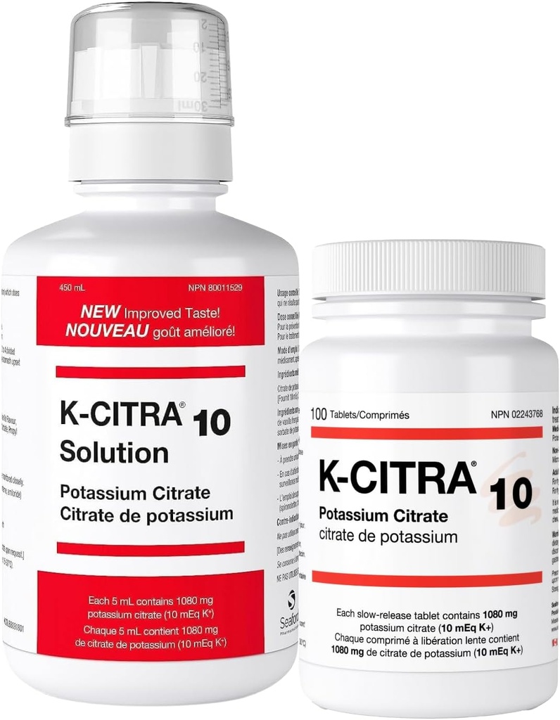 100 Tabletki - suplement potasu do cytrynianu - skuteczny Alkali Therapy & Prosty schemat dawkowania - Najlepsze dla Depletion potasu i Kamienie Nerki - Zawiera 1080mg cytrynianu potasu na tabletkę