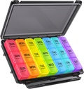 ZIKEE Cotygodniowy Pill Organizator 3 razy dziennie z Moisture- Resistant Design, Pill Box 7 Dzień z Light- Dowód i ochrony prywatności dla podróży, Duży tygodniowy pill Case dla leków, Witaminy, Oleje rybne
