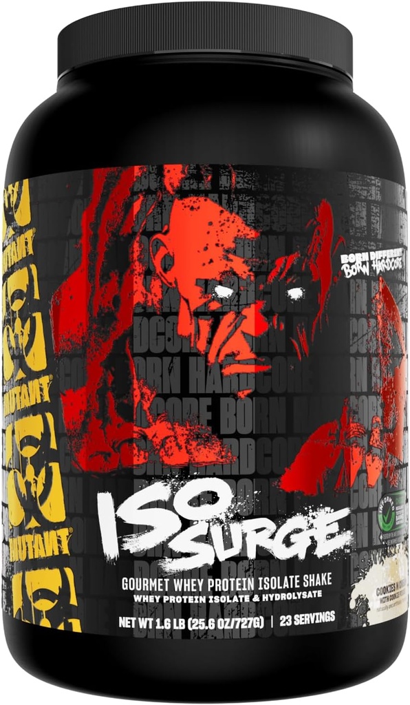 Mutant ISO Surge Izolat białka serwatki w proszku działa szybko pomóc odzyskać, budować mięśnie, luzem i siłę, 1.6 lb (Cookies & Cream)