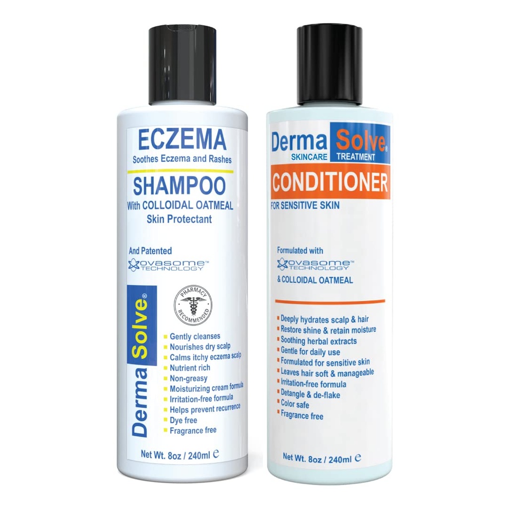Eczema Shampoo & Conditioner (Combo Pack) - Flare Control Scalp & flake Relief Therapy, która chroni, nawilża i regeneruje skórę przez DermaSolt - Dzieci i dorośli - Steroid Free