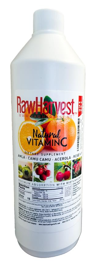 Surowy ogród Naturalna ciekła witamina C z Rose Hip, Amla, Camu Camu, Acerola, 1 Pack 25 OZ plastikowe butelki