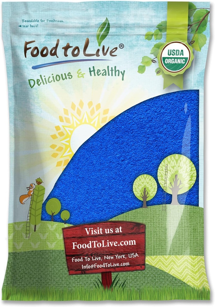 Żywność do życia Organic Blue Spirulina Proszek, 8 Funds - Non-GMO, Czysty ekstrakt blue- Zielony Algae, Wegan, Nienapromieniowany, Wielki do soków, Smoothies, Shakes, Drinki i kolorowanie żywności
