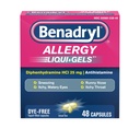 Benadryl Liqui- Żele Antyhistaminowe Leki alergiczne & Zimne objawy Relief, Płynne żele Dye- Free z 25 mg HCl difenhydraminy dla objawów takich jak, Nose Runny, Kichanie & Więcej, 48