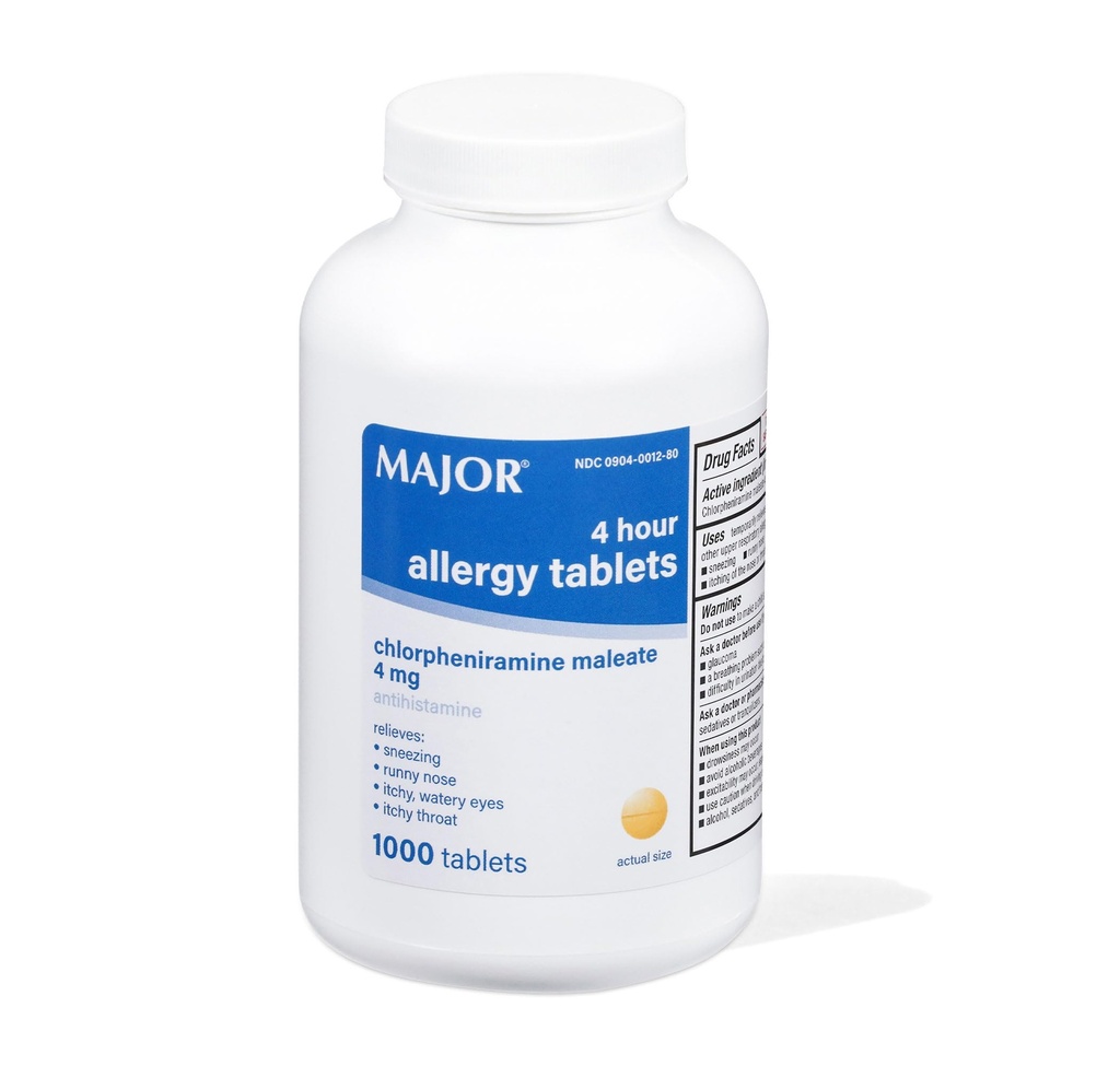 MAJOR 4 godzinne tabletki alergiczne - maleinian chlorfeniraminy - 4 mg - antyhistamina - 1000