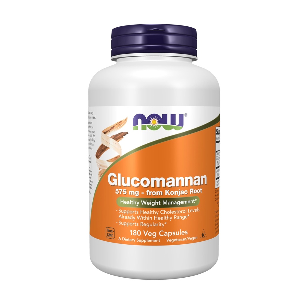 Teraz żywności Suplementy, Glukomannan (Amorphophallus konjac) 575 mg, Wspomaga regularność *, Zdrowe zarządzanie wagą *, 180 Kapsułki Veg