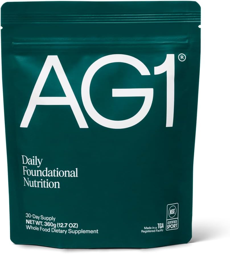 AG1 Zielony proszek Refill Pouch - 75 Witaminy, Multivitamin & Probiotyczne 124; Gut Zdrowie Wsparcie 124; Wegan, Keto, Gluten Wolna Pouch 124; Suppletic Zielonych Suplement - Pouch Tylko, Classic Formuła