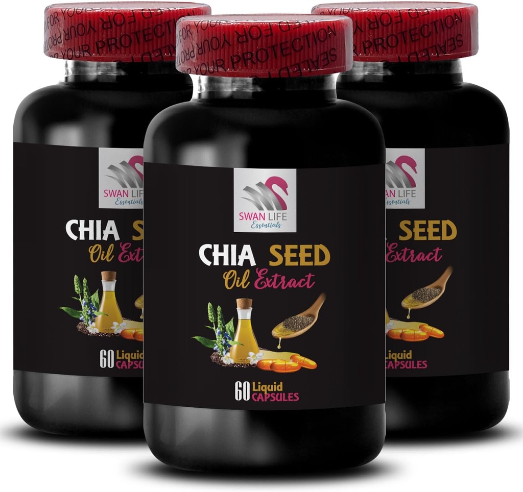 Olej na bazie plantacji - CHIA SEED OIL EXTRACT - olej nawilżający, bogata tekstura, Pielęgnacja włosów, Glossy wykończenie, Naturalny połysk, Chia korzyści, Lekka tekstura, Czyste nawilżenie, Olej Body, Błyszczący olej 3 Butelka 180 Czapki