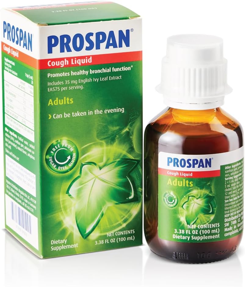 Prospan / Abrilar Cough Syrop + Mucus with Proprietary English Ivy Leaf Extract EA575 dla dorosłych - Soothes Cough, Mucus Relief, No Added Sugar, Non- Drowsy, Alcohol- Free, Drug- Free - 100 ml