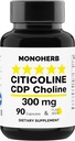 MONOHERB Citicoline CDP Cholina 300 mg na kapsułkę - 90 Kapsułki wegetariańskie