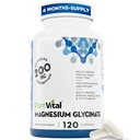 PlantVital Magnezu Glycinate 200mg 120 Kapsułki - Wysoka absorpcja, Non-GMO, Wegan, Gluten- Free - Pomaga Normalny sen, Mięśnie i Nerwy Funkcje, Normalne serce i kości Zdrowie, Pomoc Uczucie spokoju i relaksu