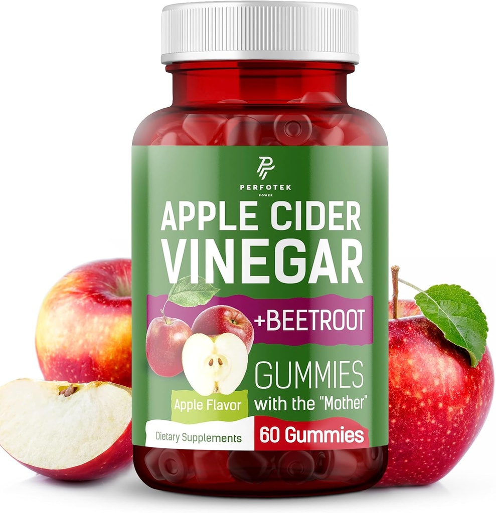 Jabłko Cydr Gummie - Naturalny Jabłkowy Flavor - Zdrowe Keto Gummies - Nie GMO, Wegan, Gluten Free - Jabłko Cydr Gummies (60 kawałków)