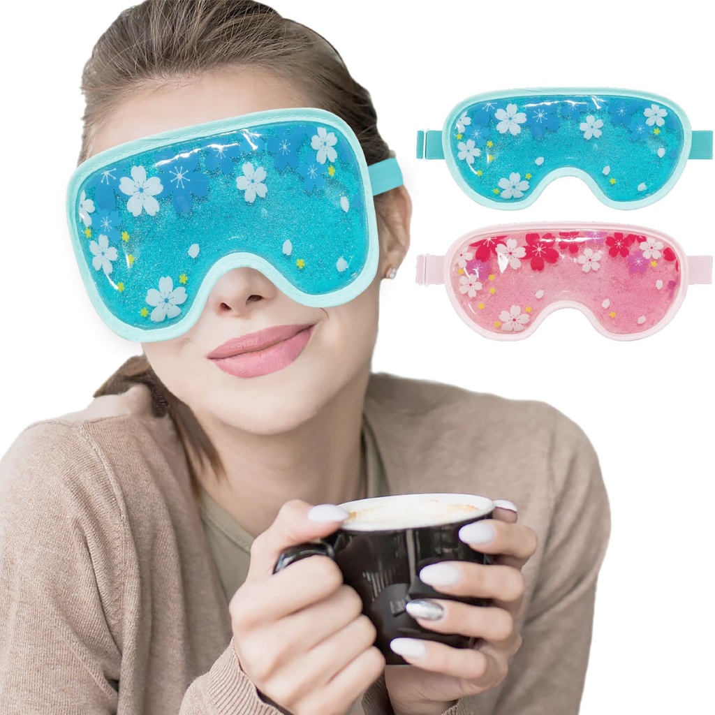 ZNÖCUETÖD Ice Mask Gel Cooling 2 Pakiety wielokrotnego użytku Cold Compress Eye Ice Pack for Dark Circles and Puffiness, Migrena, Stress Relief