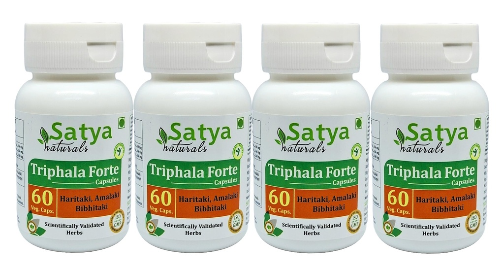 Triphala Forte kapsułki 500 mg. 60 Veg. Kapsułki 124; Amalaki, Haritaki, Bibhitaki Ekstrakt Kapsułki dla mężczyzn i kobiet 124; Ayurvedic Herbal Supplement / Remedies 124; 10: 1 Forte (4 Butelki po 60 Kapsułek)