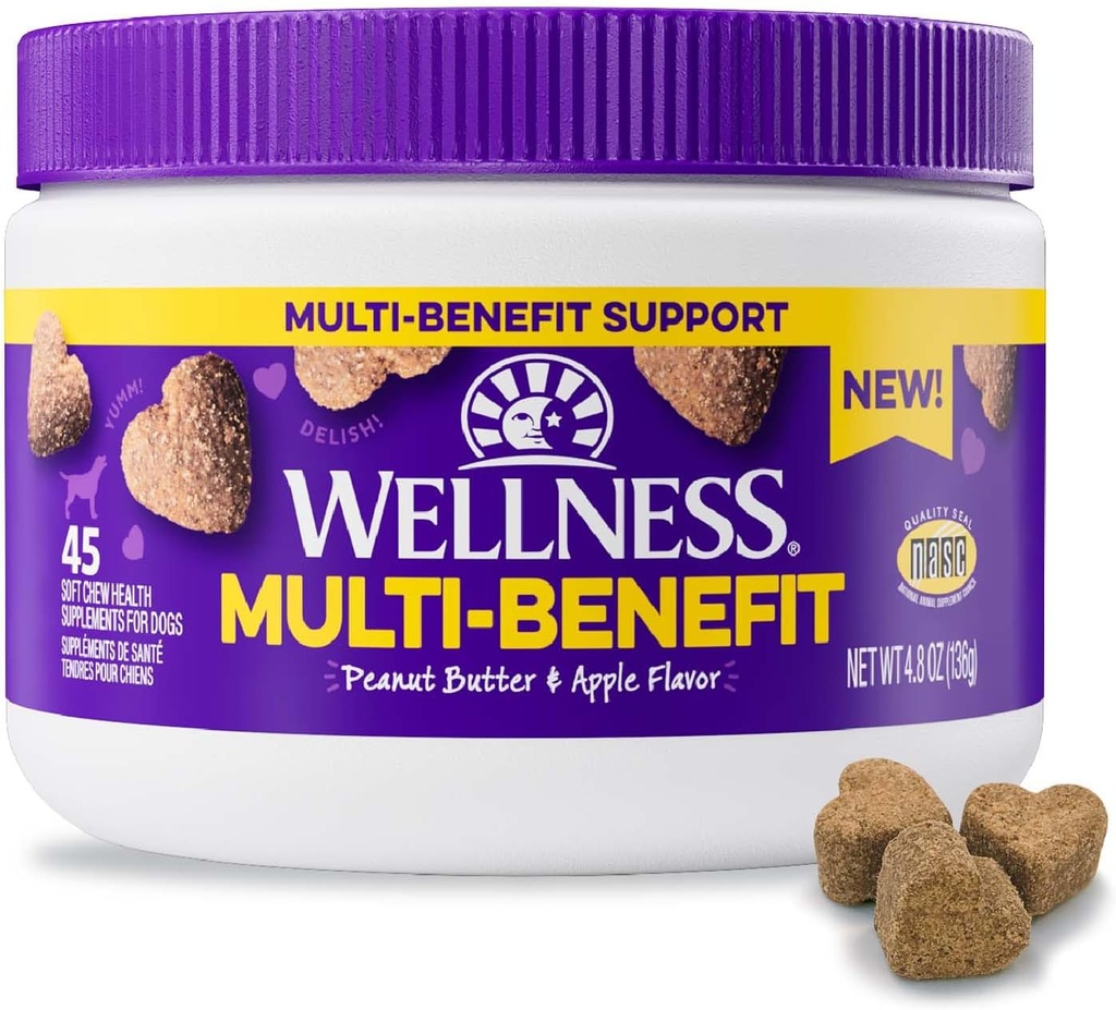 Wellness Masło orzechowe & Jabłko Smaczne Soft Chews Multi- Dodatki korzyści dla psów, 45 Hrabia