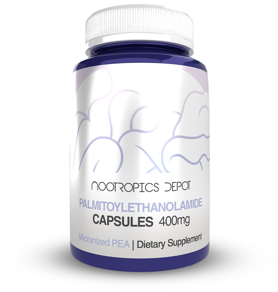 Nootropics Depot Palmitoyletanolamid Kapsułki 124; Pea 124; 400mg Pigułki 124; 30 Hrabia 124; Wspomaga Discomfort Relief 124; Promuje wspólne działanie