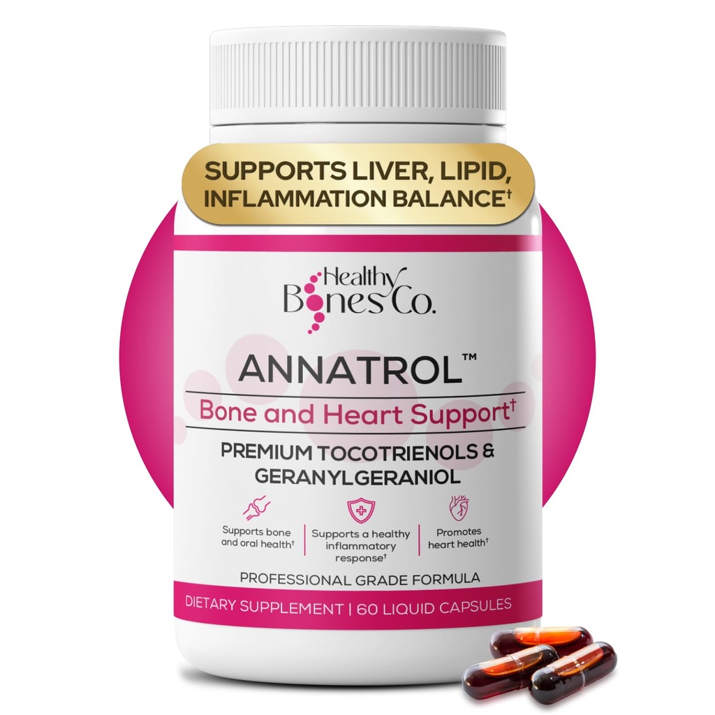 Annatrol Bone & Heart Health Support, Premium Annatto Tocotrienols & Geranylgeraniol (GG) Witamina E Complex, Wspiera zdrowe Cholesterol, Saldo cukru we krwi, Przeciwzapalne i funkcji wątroby