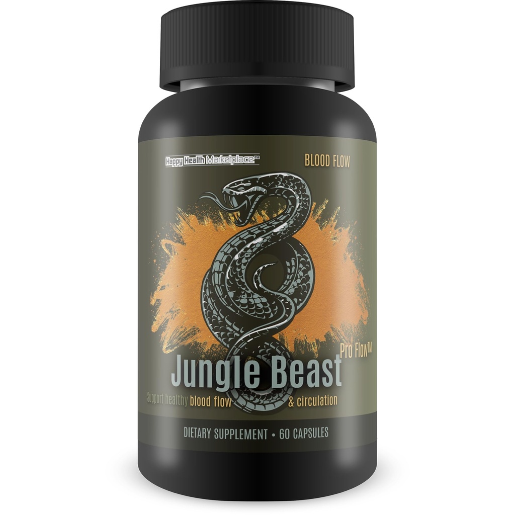 Jungle Beast Pro Flow - Nasz najlepszy Blood Flow Jungle Beast Pro Supplement for Healthy Circulation - Healthy Circulation Support for Enhanced Nutricent Delivery - Blood Circulation Supplements Bloodflow