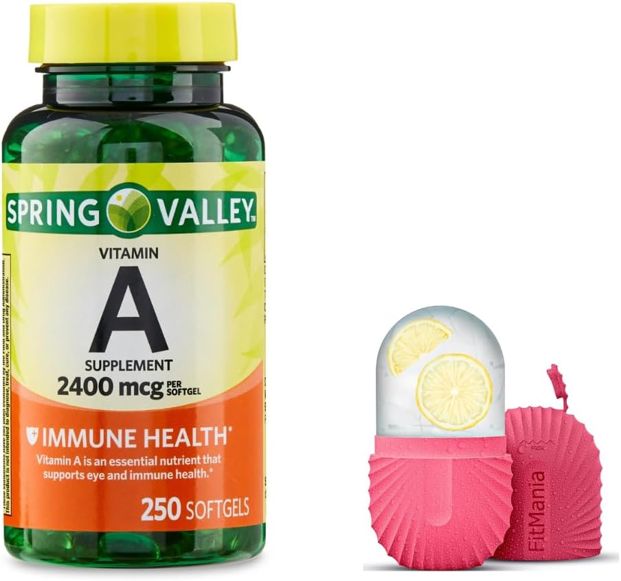 Witamina Witamina A Softgels, 2400 µg, 250 hrabiego, i Roller Ice prezent dla twarzy