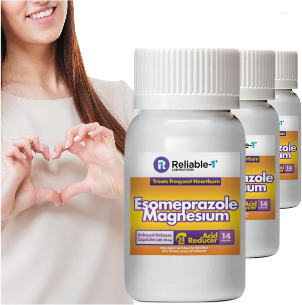 Relivable -1 Laboratories Esomeprazol Magnezu Opóźniony - Release kapsułki USP 42 Count, 20Mg Best Acid Reducer (3 Butelki, 14 Count / ea)