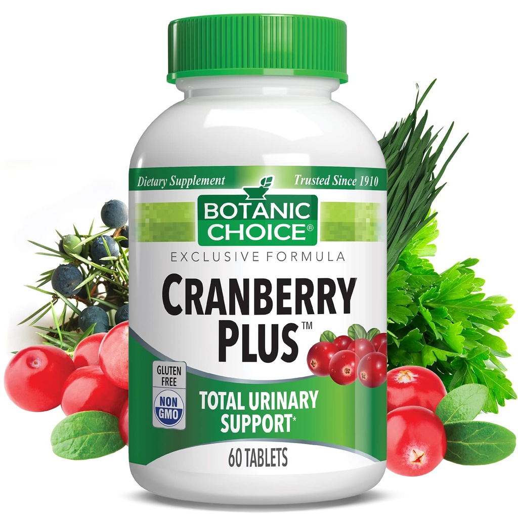 Botaniczny wybór Cranberry Plus Total Support Urynary Tract Health for Women and Men with Cranberry Concentrat, Uva Ursi, Buchu, Wapń - 60 Tablets