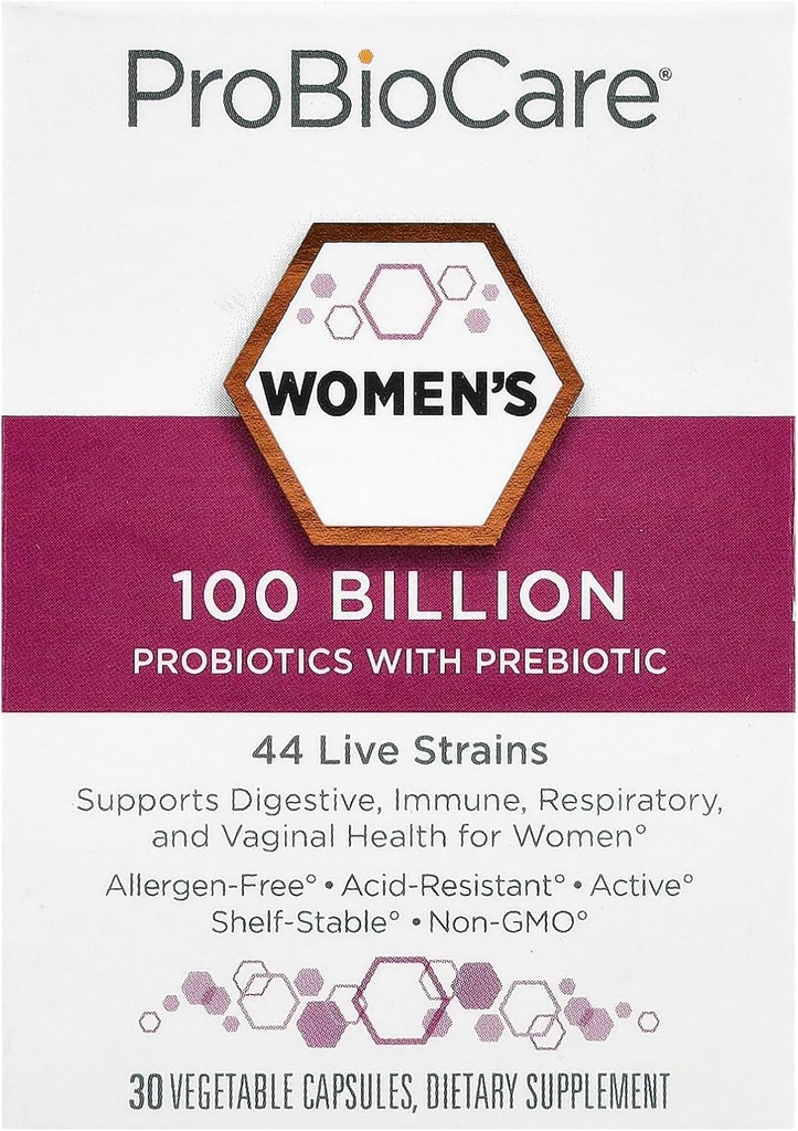 ProBioCareProbiotic for Women 100 Billion CFUs, Supports Digestive, Immune & Gut Health Promotes Healthy Microbiome Balance & Nutrient Absorption (30 Vegetable Capsules)