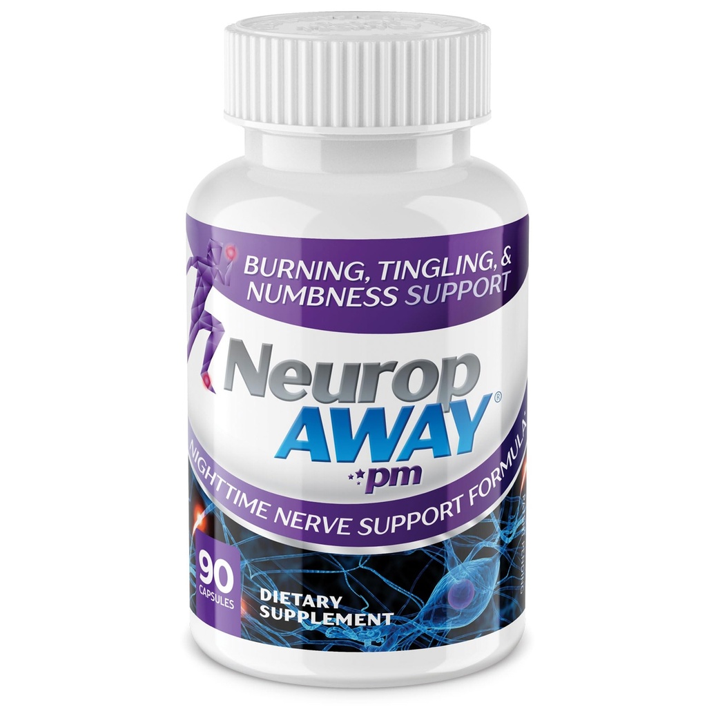 NeuropAWAY Nerve Support PM, z R- Alpha kwasu lipoinowego, aby pomóc zapewnić Nerve Relief w zaledwie 5 dni, Acetyl- L- Karnityna, Theanine, Melatonina, i Metylokobalamina, 90 Kapsułki