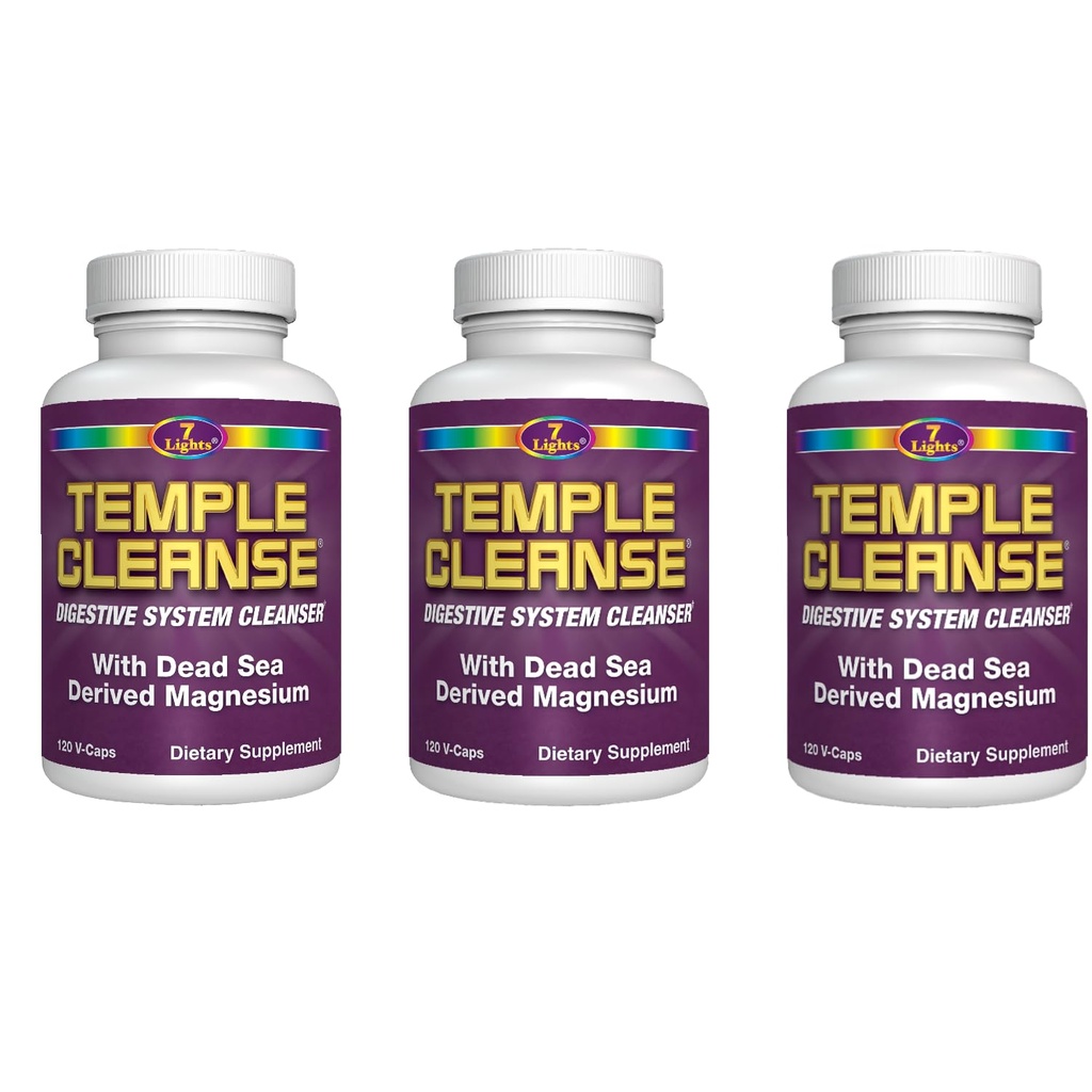7 Lights Temple Cleanse Between 124; 3-Pack Special, Magnezu, Oxygen- Colon Cleanse Detox, Relieves Sporadyczne zaparcia bez gazu lub wzdęcia, Detox ciała i czyszczenia dla kobiet i mężczyzn