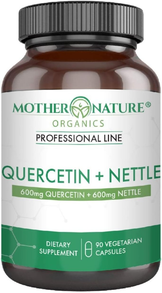 Quercetin 600mg & Nettle 600mg - Natural Flavonoids Supplement for Seasonal Irritants, Immune Response, Healthy Aging and Longevity - Non Drowsy, Non GMO, Vegan - (90 kapsułki)