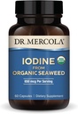 Dr Mercola jodu z organicznych wodorostów morskich, 650 µg na porcję, 30 Serwacji (60 kapsułek), Suplement diety, Tyroid i wsparcie energetyczne, Non-GMO, USDA Organic
