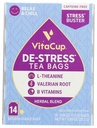 Tea Bags DeStress Herbal przez VitaCup, Relax & Chill w / rumianek, L- Theanine, Valerian Root & B Witaminy, Kofeina Free Single Serve Wellness Tea Sachet Bag, 14