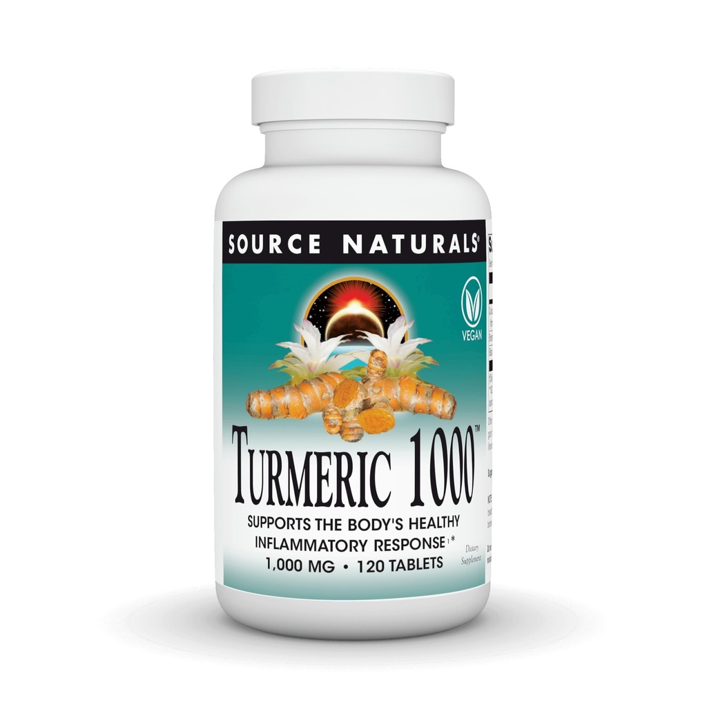 Źródło Naturals Turmeric 1000, wspomaga zdrową reakcję zapalną organizmu *, 1000 mg - 120 tabletek