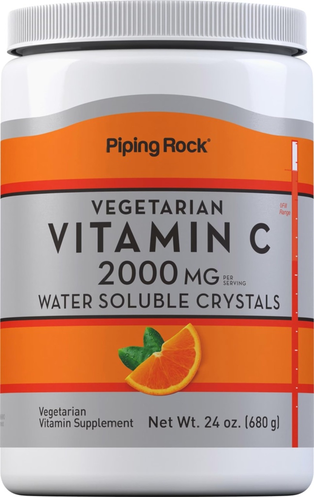 Pining Rock witaminy C Proszek 124; 24 oz 124; 2000mg 124; Kryształy rozpuszczalne w wodzie 124; jako kwas askorbinowy 124; Wegetarianin, Non-GMO, Gluten