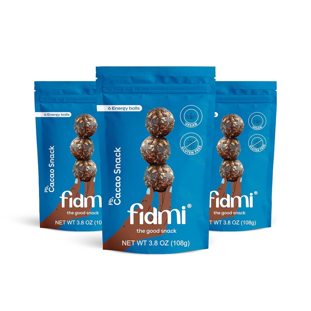 Fidmi Snack Protein Energy Balls Cacao Budapest 124; VEGAN - Gluten Free - Plant Based - Superfood (Cacao) - All Natural Ingredients - Snack Size Bites 3.8 oz (3 liczenie)