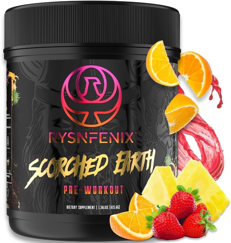Scorched Earth Pre Workout Powder - Energia i koncentracja z kofeiną Dual- Source, Nootropics Bethuline 124; Pompy z Citrulline, Beta Alanine, Nitrosigine ®, GlycerPump ™ (Tropical Punch)
