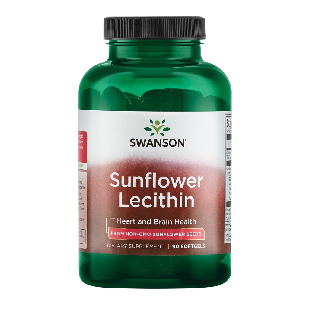 Swanson Lecytyna słonecznikowa - Suplement ziołowy Promowanie Zdrowego Mózgu Funkcje - Naturalna formuła wspierająca Serce Zdrowie i Zdrowy Lipid Balance - (90 Softgels, 1200mg Każdy)