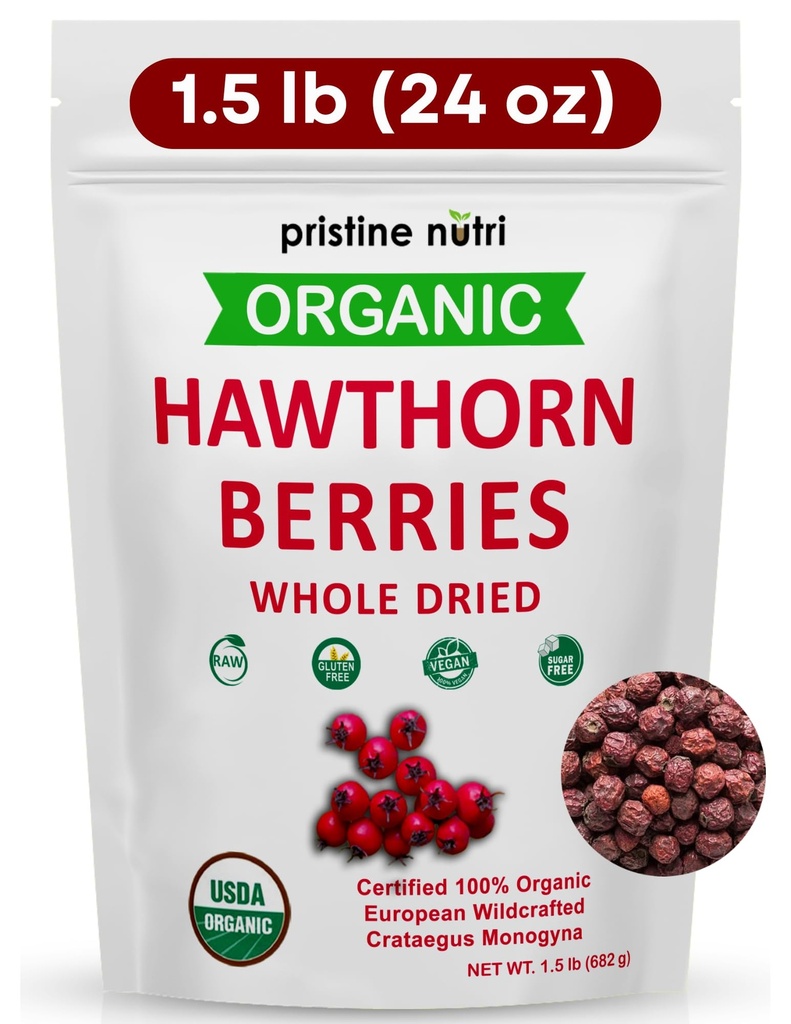1.5 lbs (24 oz) 100% Organic Hawthorn Berries Suszony luzem 124; Make Hawthorn Berry Herbata 124; European Wildcrafted Berries Berries 124; Make Wellness Tea for Heart Support, Ciśnienie krwi i Relief stres (opakowania mogą się różnić)