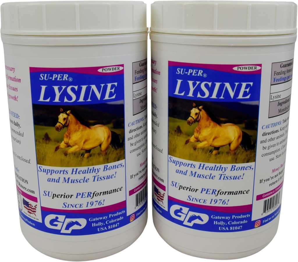 SU- PER Lizyny Suplement dla koni - Wspiera zdrowe kości i tkanki mięśniowe - Equine Essential Amino Acid - 2.5 Funt, (2 opakowania)