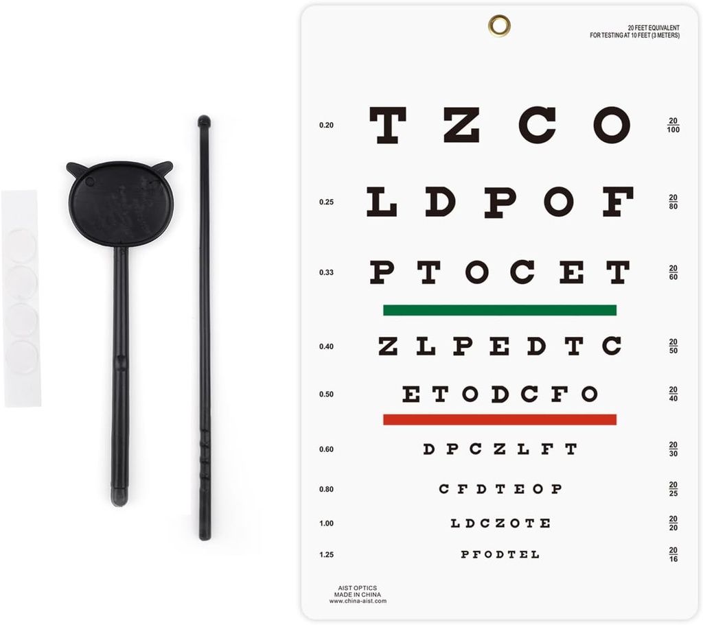 Eye Chart Snellen Eye Chart Wall ChartSnellen 10 stóp Wykresy dla Eye Exams Eye z fixing Sticker 9 X 14 cali z okludera oka i Pointer 4 Fixation Pats