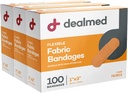 Dealmed Sterylny elastyczny opatrunek na przylepne tkaniny - 1x3 Inch - 100 / Box - 3 Pudełka - Przepuszczalny do oddychania pakiet ze striptizem - Miękka łata z rozciętymi ranami na potrzeby medyczne, awaryjne zestawy i klinika