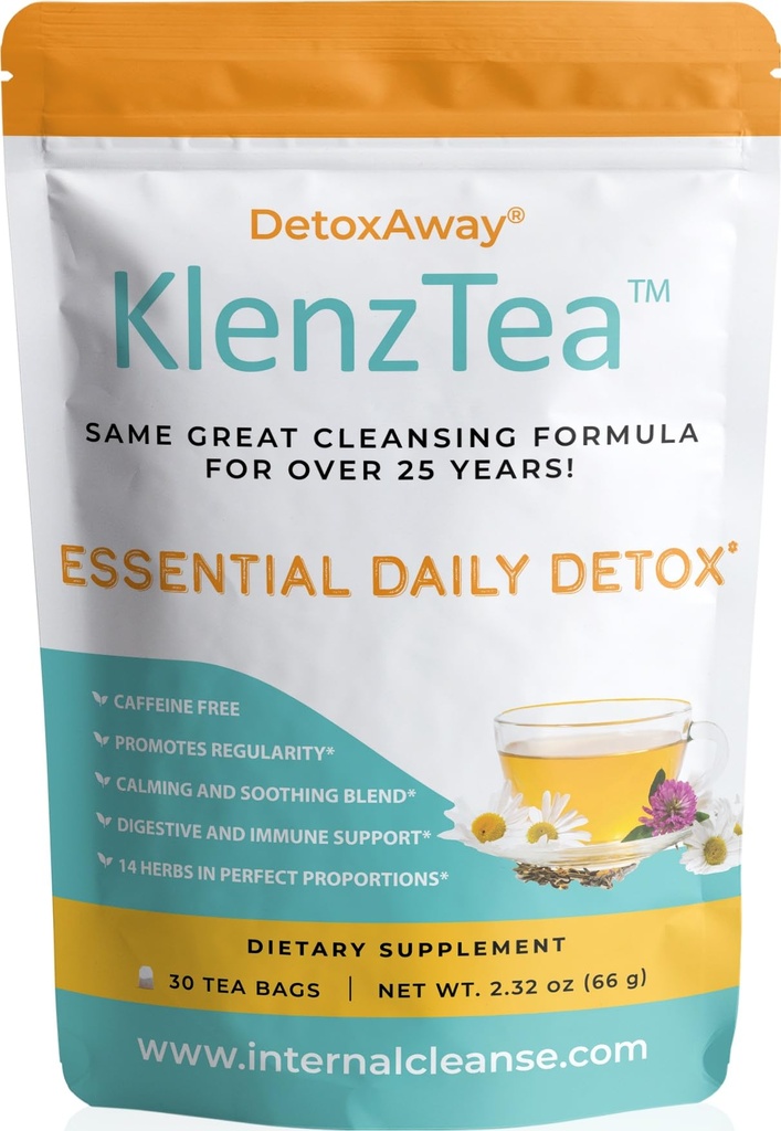 KlenzTea ™ - DetoxAway ® Twoja wątroba, Lymph, Colon & nerka z 14 starannie wybranych składników. (30 Tea Bags)