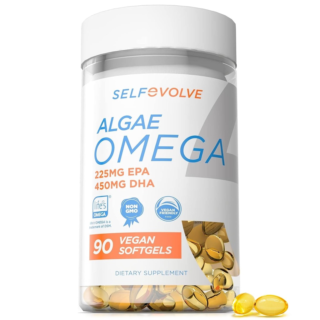 Algae Omega 3 1 500 mg - Vegan Supplement with Omega 3 Opatentowany Życie - Wysoka dawka EPA & DHA - Lepsze niż olej rybny - Pomaga serce, mózg, Joint Health - 90 Vegan Softgels