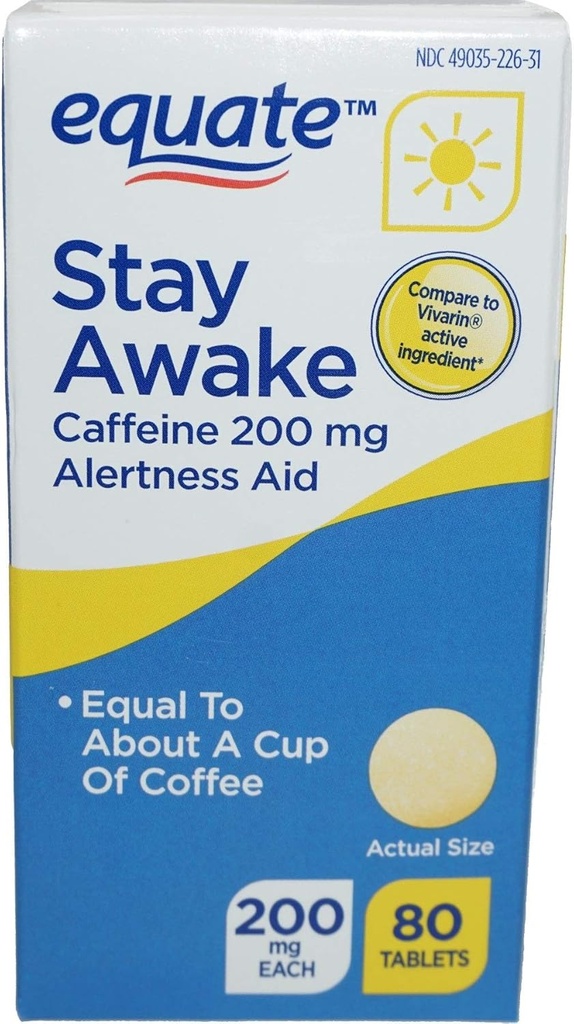 Równowaga - Stay Awake - Alertness Aid with Caepine 124; Maksymalna moc 124; Zmniejsza zmęczenie - 80 tabletek 200 Mg (Opakowanie po 2) (2)