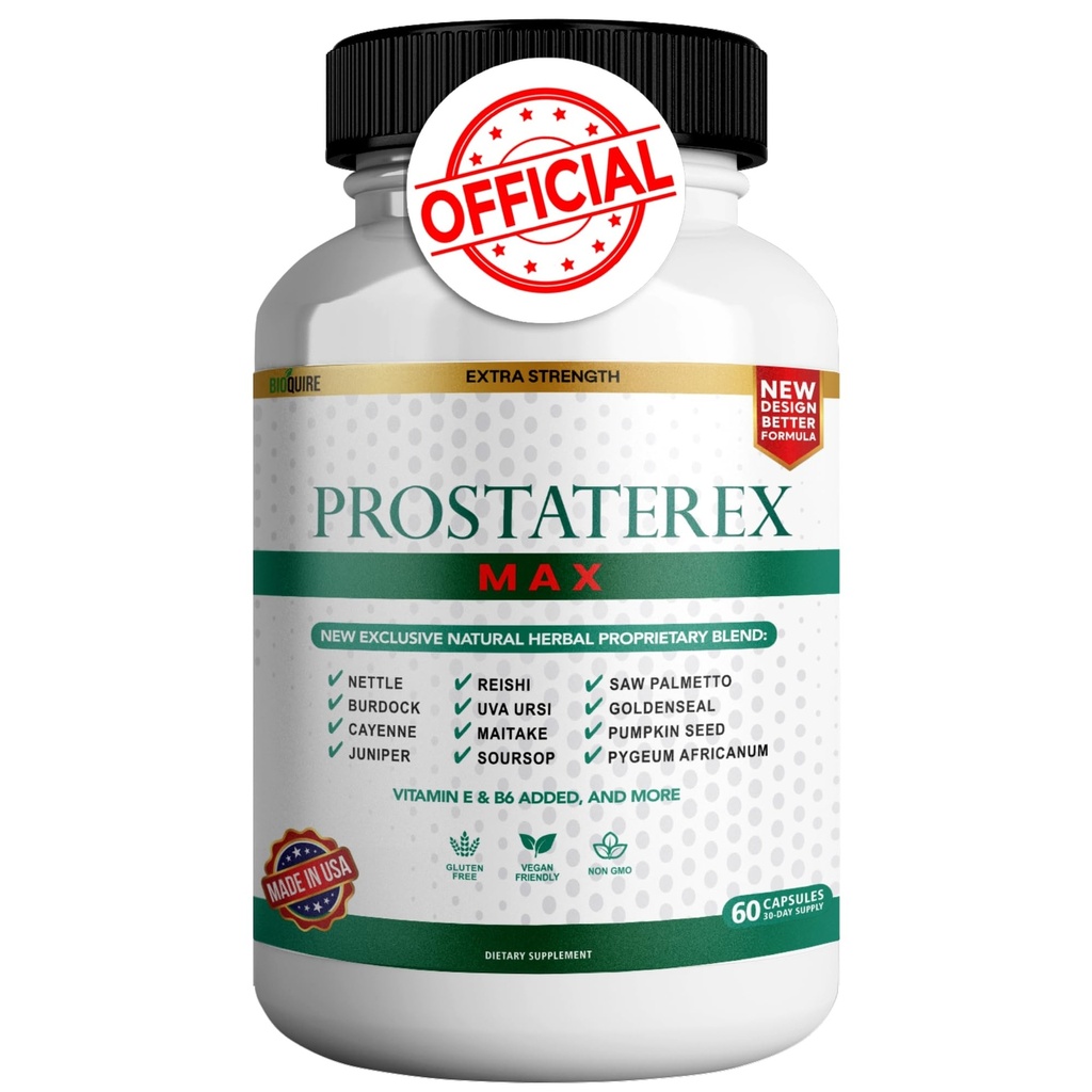 ProstateRex Max Extra Siła Prostate suplement wsparcia zdrowia, Saw Palmetto, Vegan, Non-GMO, Gluten- Free - 60 kapsułki (1)