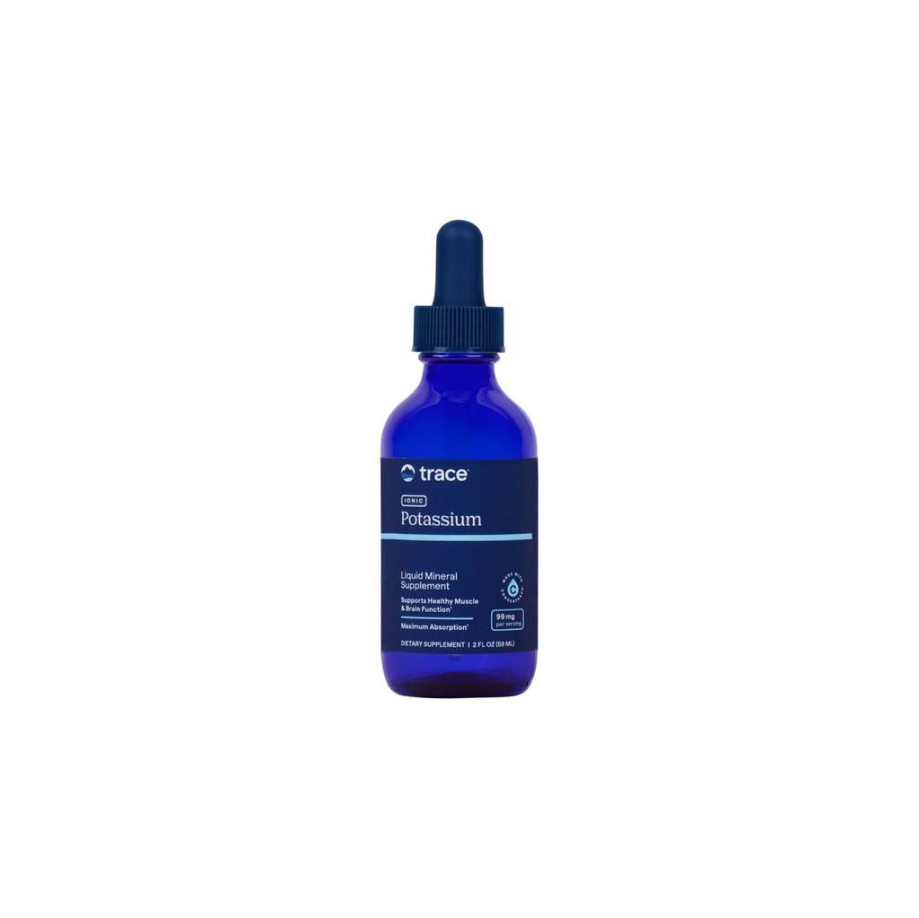 Ślad Minerały Potas jonowy - Płynny suplement potasu dla zdrowego mózgu i mięśni funkcji - Nerwy Wsparcie - Łatwa absorpcja - Wegan - Nie-GMO - Unflavored - 2 fl oz (32 Sługi)