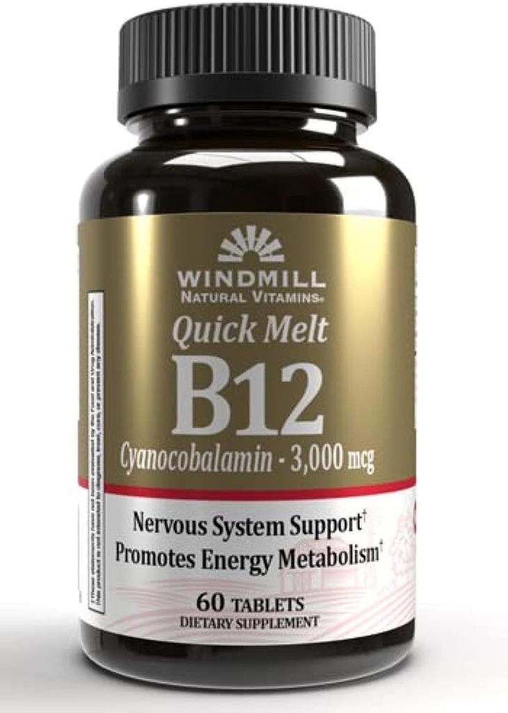 Windmill B- 12 3000 µg Quick Melt Tablets 60 Each (Opakowanie po 2)