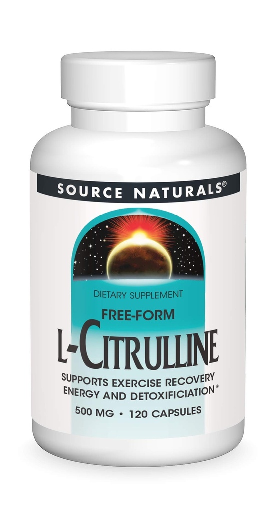 Źródło Naturals L- Citrulline - Wspomaga Odzyskiwanie Ćwiczeń, Energia i Detoksykacja *, 500 mg - 120 Kapsułek